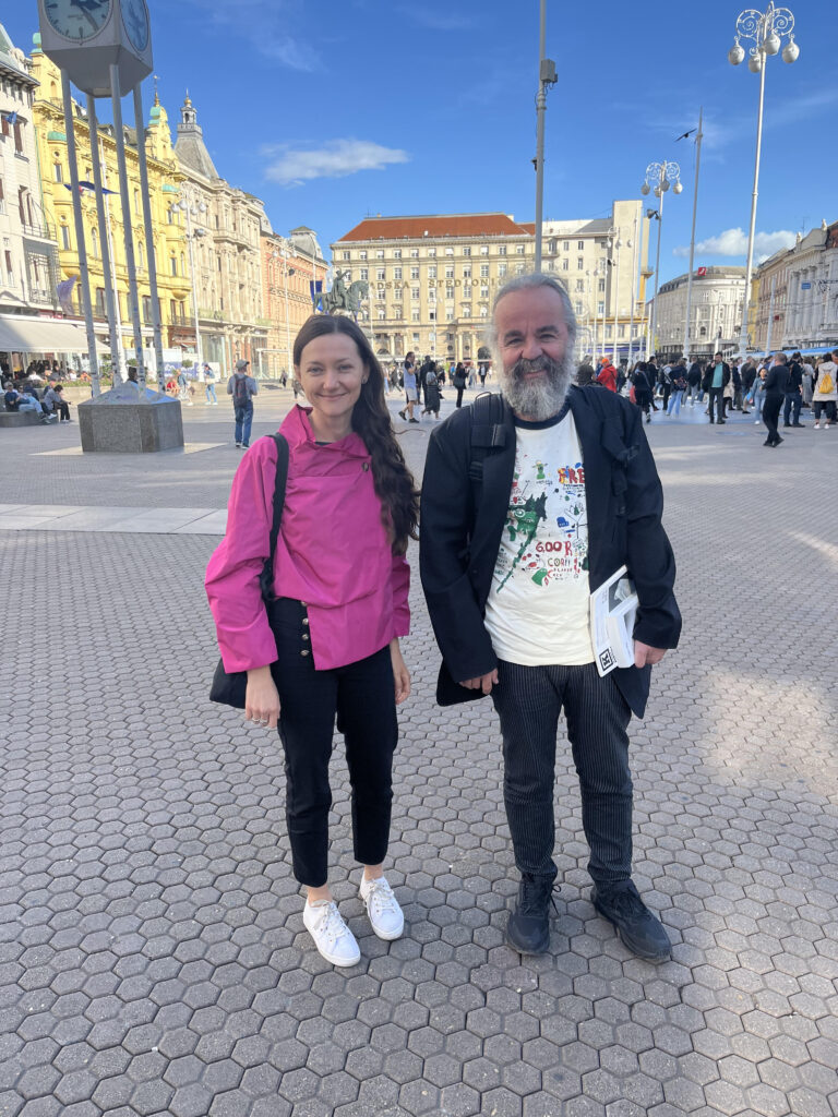 Nevenka Šarčević i Miljenko Jergović na Trgu bana Josipa Jelačića